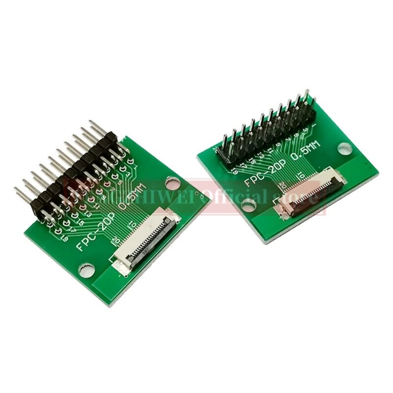Flip-Top Conector Soldado, Hetero e Bent Pin cabeçalhos, FFC FPC Adapter Board, 0,5 milímetros-20P para 2,54 milímetros, 5PCs