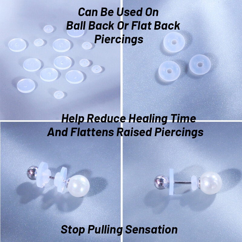 Aoedej silicone piercing cura discos anti invaginação flexível anti hiperplasia para brinco de volta nenhum disco piercing de tração 6-200p