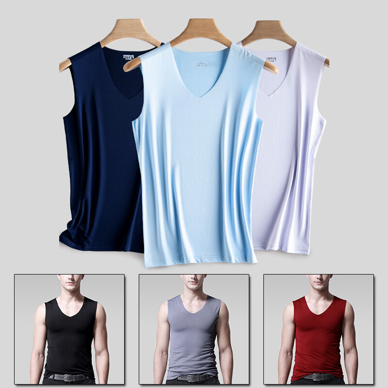 Men Tight Vest Ice Silk Sleeveless Elastic Body Shapewear Vest Sport Breathable Fitness Compression Abdomen Tummy Control Blouse