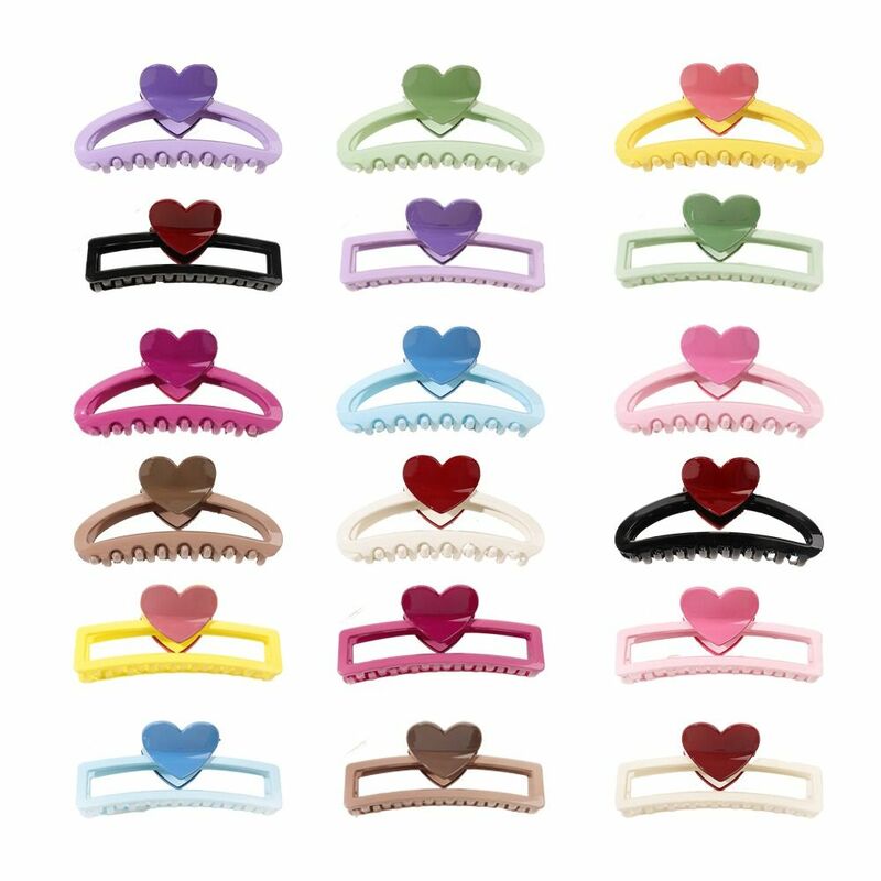 Porte-queue de cheval en plastique demi-lune pour dames et filles, griffe de cheveux en forme de cœur, porte-documents bonbons doux, style coréen