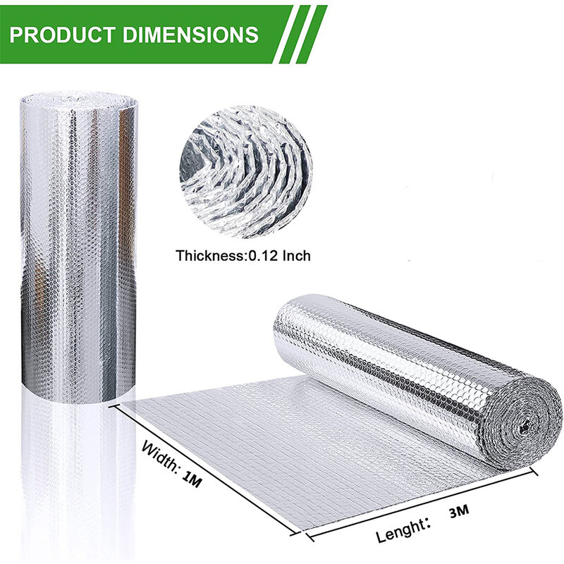 Reflective Insulation Foam Sheet for Winter Double Side Aluminum Foil Bubble  Roll for Keep Heat Thermal  Shield Radiant Barrier