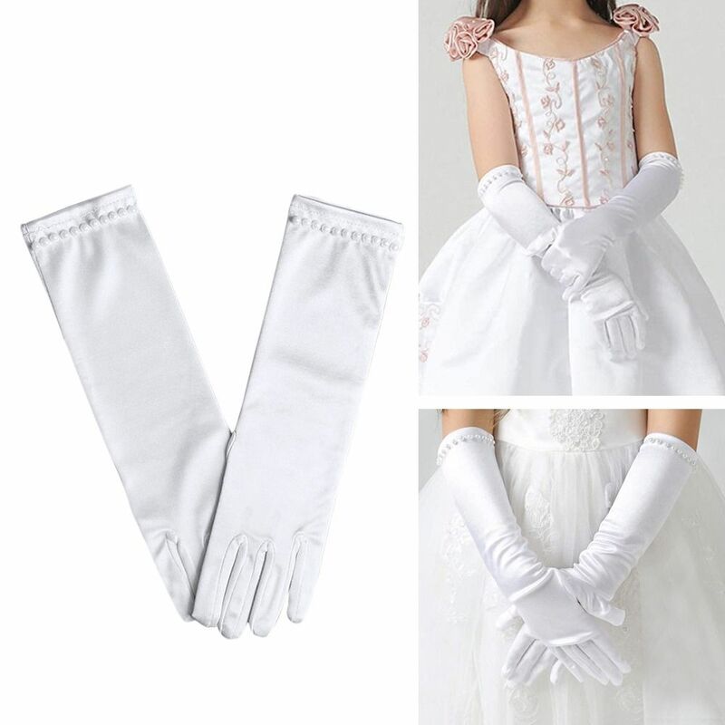 Guantes de dedo completo para niña, accesorios de falda, manoplas de boda, guantes de princesa para escenario