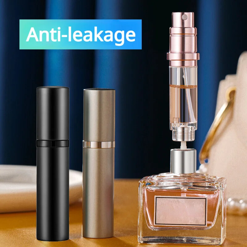 Atomizador de Perfume de 5ml, contenedor de líquido portátil para cosméticos, Mini pulverizador de aluminio, botella rellenable vacía