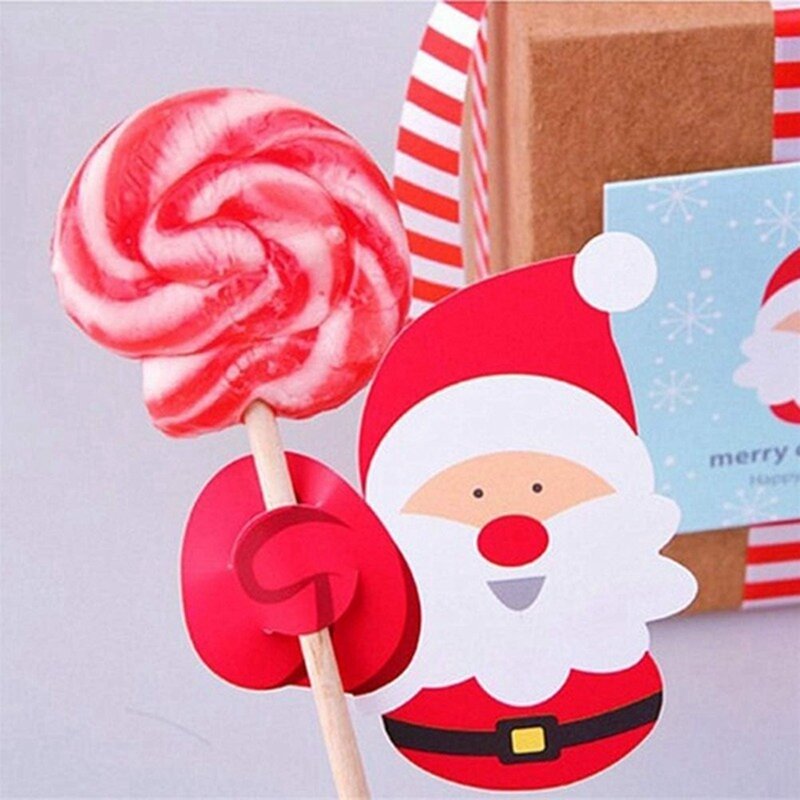25 pezzi di carte di carta lecca-lecca di natale Festival di babbo natale festa di compleanno per bambini regali di caramelle confezione da imballaggio decorazione