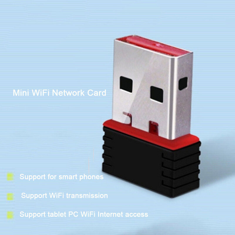 Adaptador de placa de rede sem fio Mini USB WiFi, 2.4G, 150m, 8188 7601, WLAN, IEEE802.11N, USB2.0, Receptor para Tablet, PC