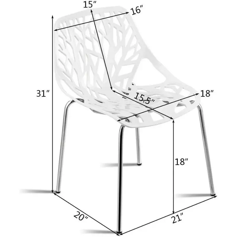 Zestaw 6 nowoczesnych krzeseł do jadalni z plastikowymi podkładkami pod nóżki Krzesło do układania w stosy Meble w stylu geometrycznym Krzesła boczne do jadalni
