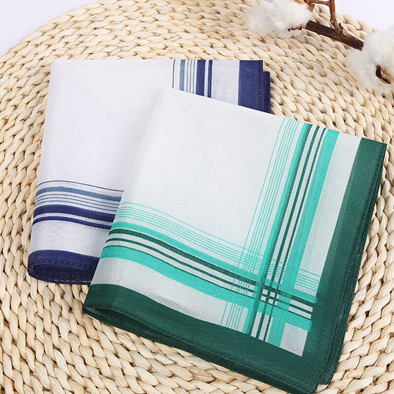 5pcs Popular cotton printed men handkerchief Square male stripe Towel pocket scarf handkerchiefs washcloth hand towel
