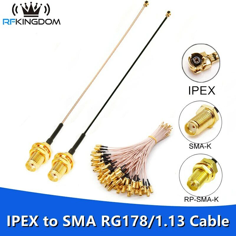 U.fl-Cable IPEX a SMA macho, Cable Coaxial de baja pérdida 1,13 RP SMA RG178 para enrutadores inalámbricos, Mini tarjeta PCIe, extensión de red