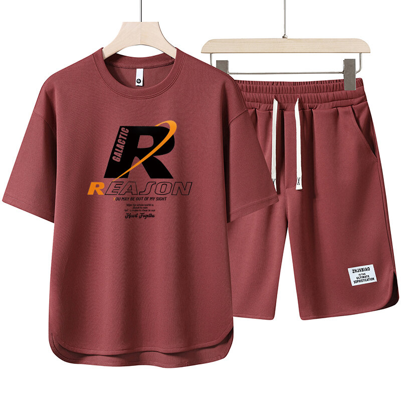 Conjunto de calça curta e camisa com estampa anime masculino, terno esportivo casual, top e shorts Harajuku, rua alta, Japão, verão