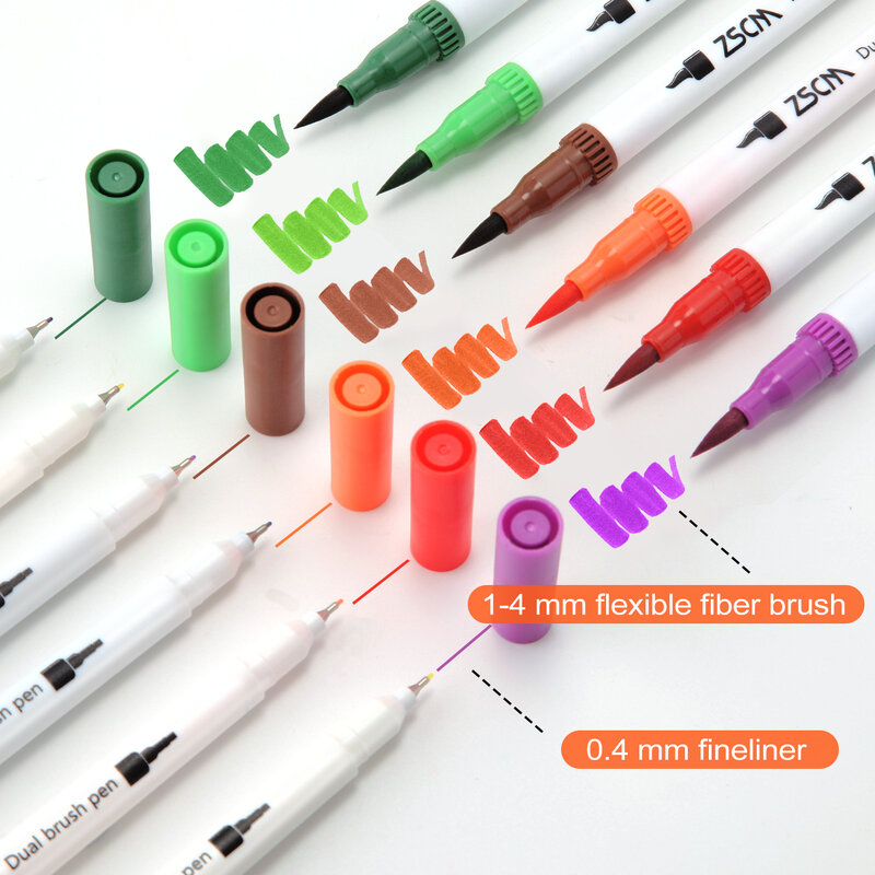 Zscm12/72/100/160色の水彩色鉛筆セット,絵画用のデュアルポイントファインライナー