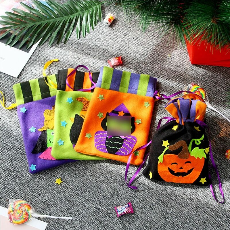 Skeleton Halloween Candy Drawstring Bag Funny Pumpkin Non-woven Gifts Pouch Witch Cosplay Pros