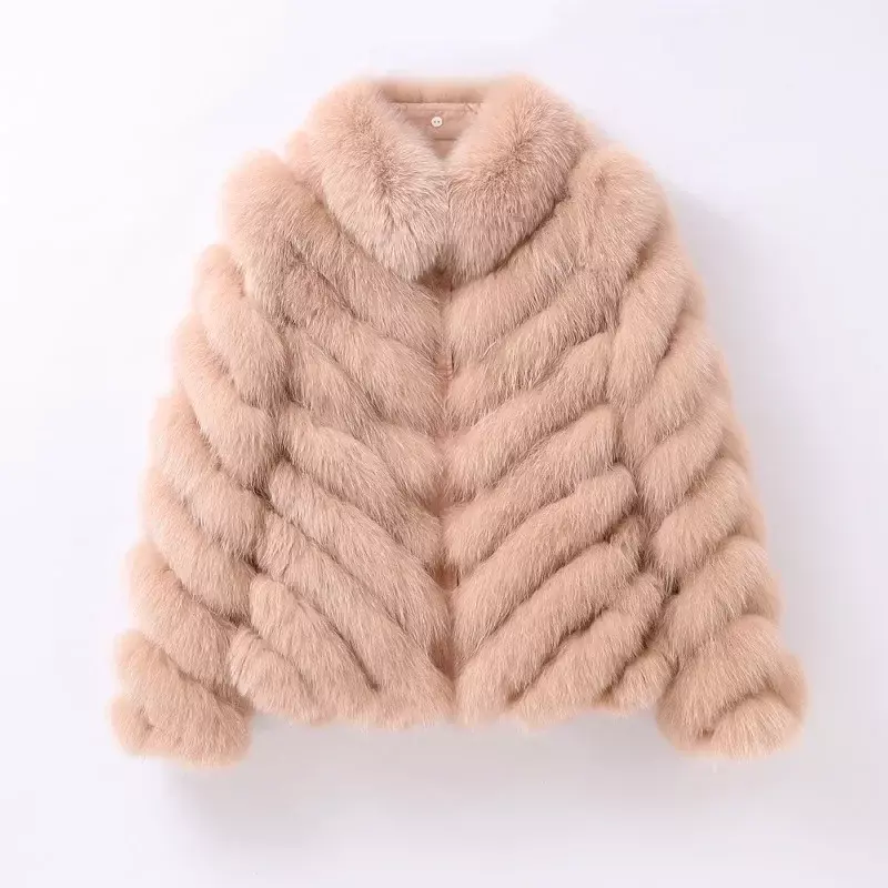 Abrigo de piel de zorro para mujer, chaqueta cálida con cuello de mangas dobles laterales, Parka desmontable, CT261