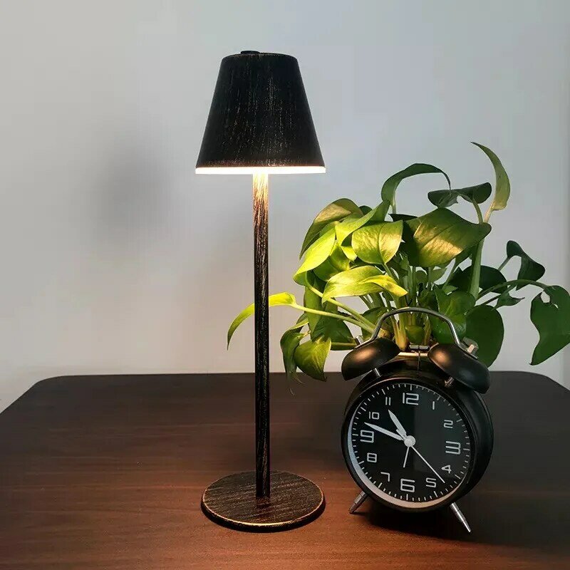 Nordic Iron Bar Table Lamp Touch Sensor LED Desk Lamp Portable Dimming Bedside Lamps for Living Room/Restuarant/Coffee Decor