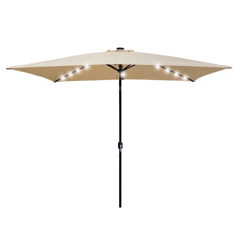 Zewnętrzny parasol na Patio 10 Ft x 6.5 Ft prostokątny parasol stołowy z korbą i pochyleniem przycisku