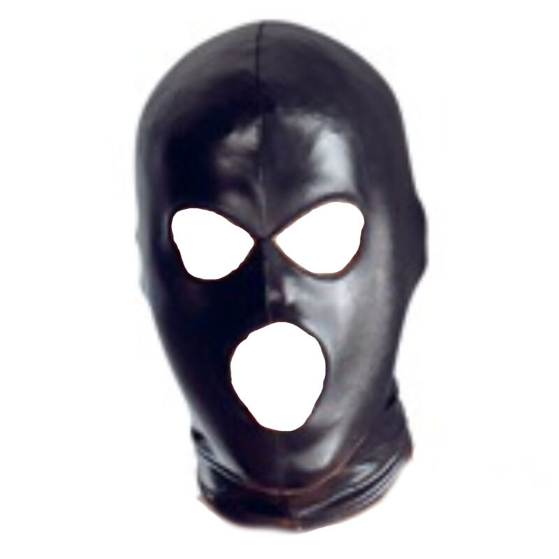 Cosplay Wetlook Hood Head Latex Mask Pirate Headgear Black Leather Head 3 Holes Cover Face Mask For CS Game Halloween Carnival