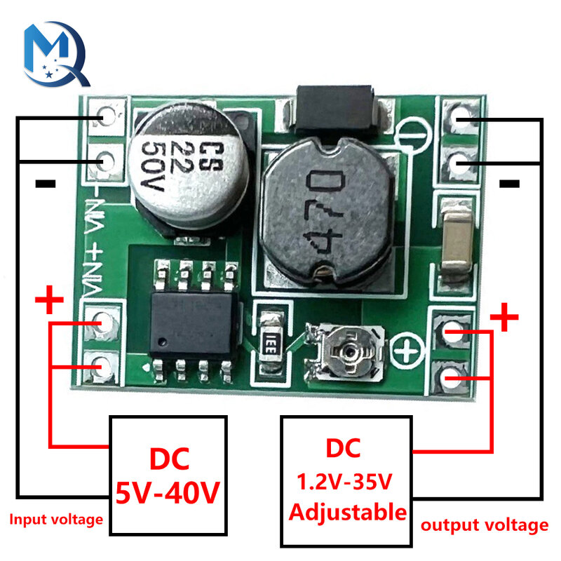 Tensão de saída do módulo step-down, conversor ajustável do buck, tensão de saída, XL1509, 5V, 40V a 1.2 V, 35V