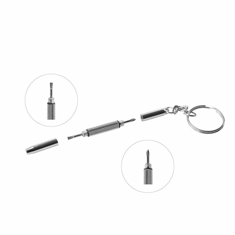 Multifunction Eyeglass Screwdriver Mini Hand Tool 3-in-1 Eyeglass Screwdriver Sunglass Watch Repair Kit with Keychain