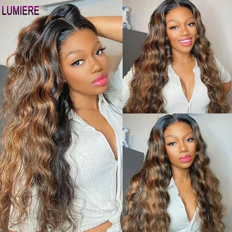 Lumiere P4/27 Highlight Wig Human Hair Colored Human Hair Wigs For Women 28 30 inch Ombre Body Wave Lace Frontal Wig Brazilian