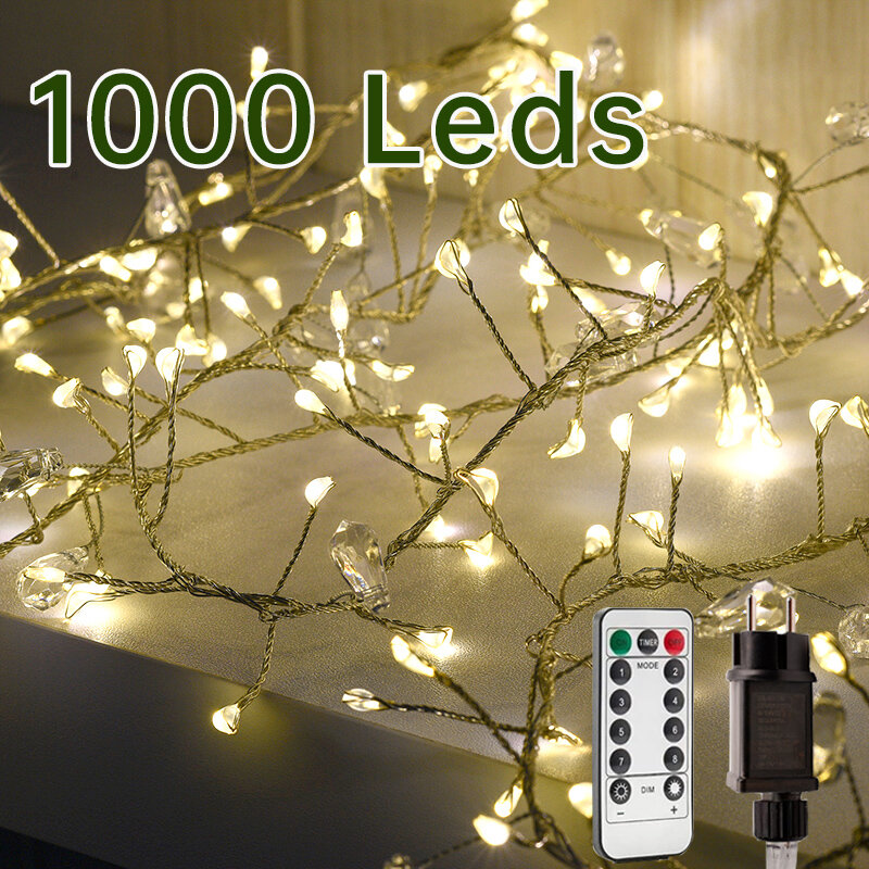 LED في الهواء الطلق أضواء سلسلة عيد الميلاد ، جارلاند الجنية الخفيفة ، عطلة الإضاءة ، حفلة هالوين ، الزفاف ، السنة الجديدة الديكور ، العنقودية ، 18 متر