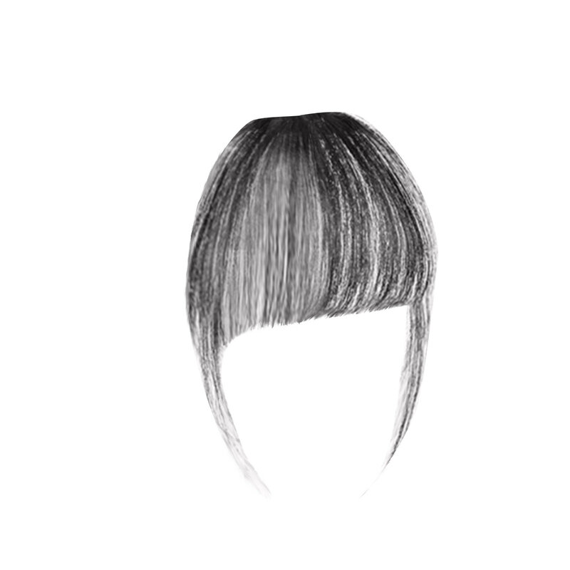 Human Hair Bangs Natural Brown Wispy Bang Hair Clip in Bangs Fringe with Temples Hairpiece for Women Clip on Air Bang