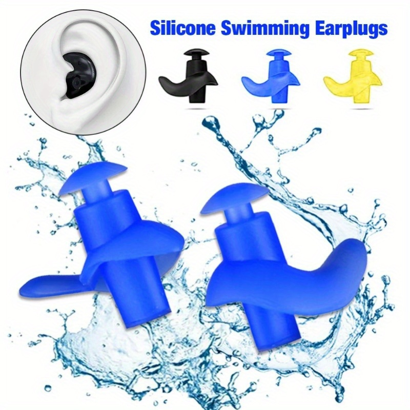 Bouchons d'oreille réutilisables en silicone pour la natation, bouchons d'oreille étanches pour la plongée, le sport, le surf, la douche, les accessoires de bain, 2 pièces