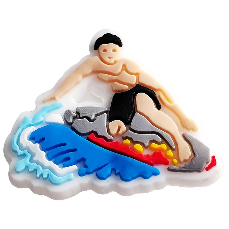 Série destacável do surfe para homens, placa da praia, sapata da onda do mar, encantos da fivela, decorações para sandálias, sapatilha, acessórios do presente