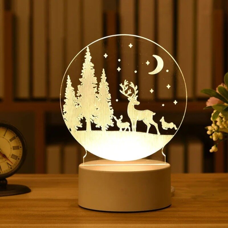 Lampu Led akrilik 3D cinta romantis, untuk rumah lampu malam anak-anak lampu meja pesta ulang tahun dekorasi hadiah Natal lampu samping tempat tidur
