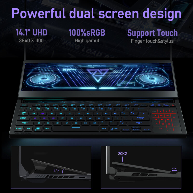 ASUS ROG Zephyrus Duo 16 Gaming Laptop AMD Ryzen 9 6900HX 32G 4Tb SSD RTX3080-8G QHD16:10 165Hz Screen Esports Computer Notebook
