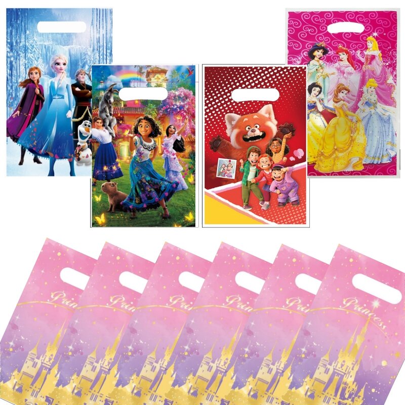 Disney Princess Candy Bag Mermaid Plastic Gift Bag Girls Birthday Decoration Christmas Snack Loot Package Festival Party Favor