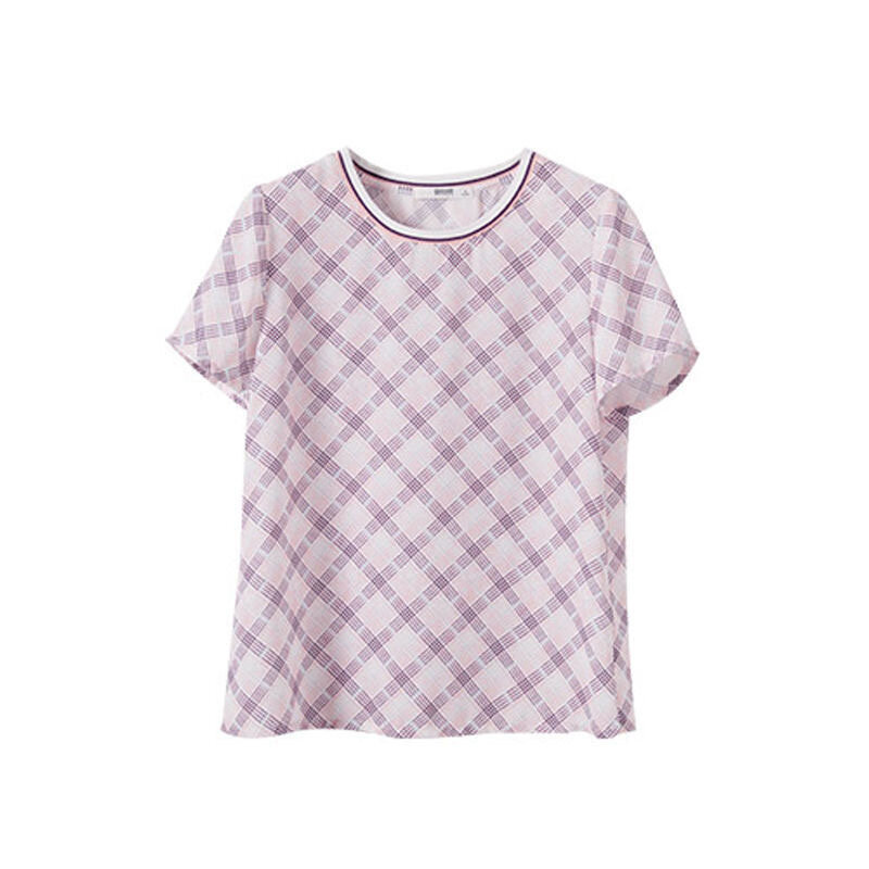 Blusa informal de manga corta para mujer, camisa con cuello redondo y estampado a cuadros, estilo primavera y verano, ZZ1831