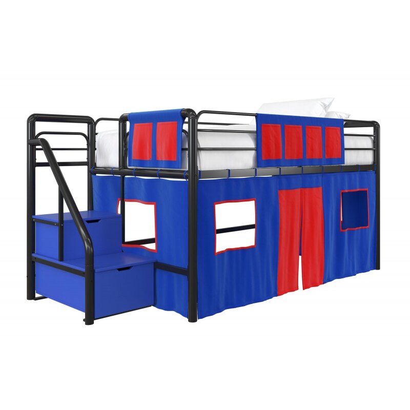 Set di tende da letto a soppalco blu e rosso DHP