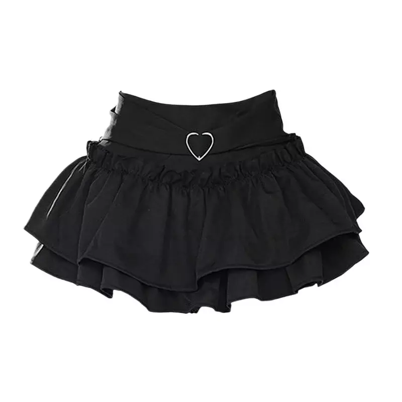 Mini saia plissada vintage do Y2K-Women, babados japoneses, preto, rosa, estética, cintura alta, linha A, roupas alt, roupas coreanas