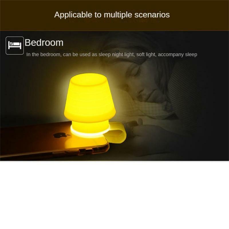 Lampu bantu pencahayaan ponsel, lampu penerangan rumah perlengkapan lampu ponsel silikon lampu malam kecil hadiah kreatif portabel
