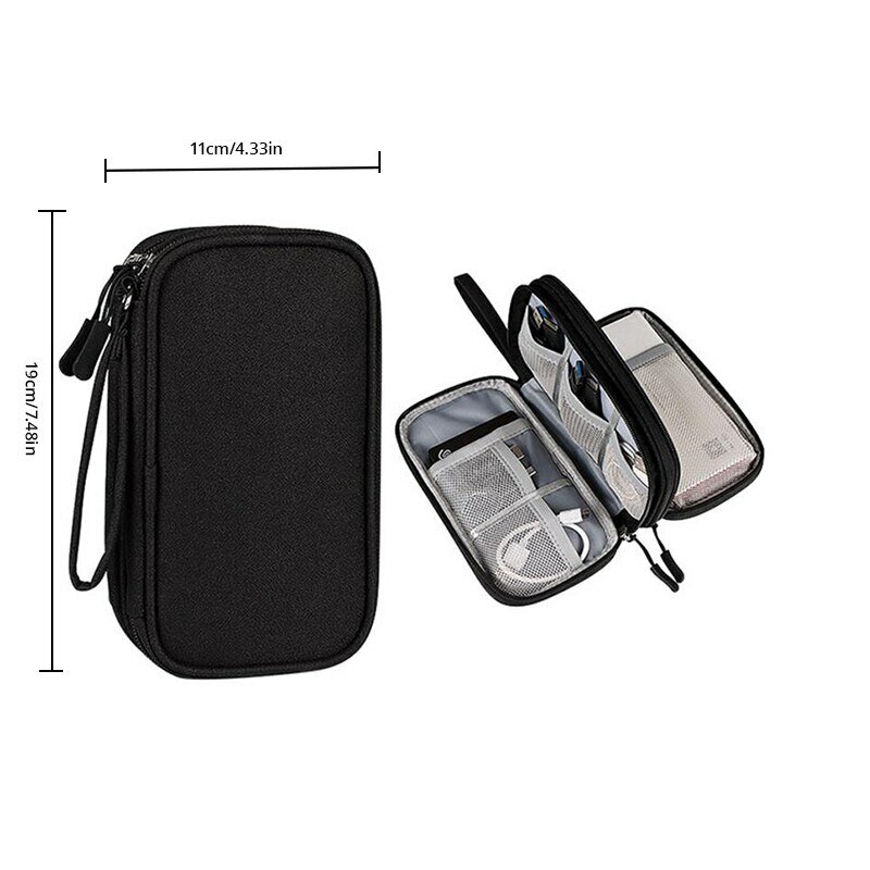 กระเป๋าเก็บผลิตภัณฑ์ดิจิทัลแบบพกพาสำหรับการเดินทางสีชมพู/สีเทา/ดำ/น้ำเงิน1ชิ้นกระเป๋าเก็บข้อมูล USB หูฟังที่เก็บสายกล่องใส่กระเป๋าขุมทรัพย์