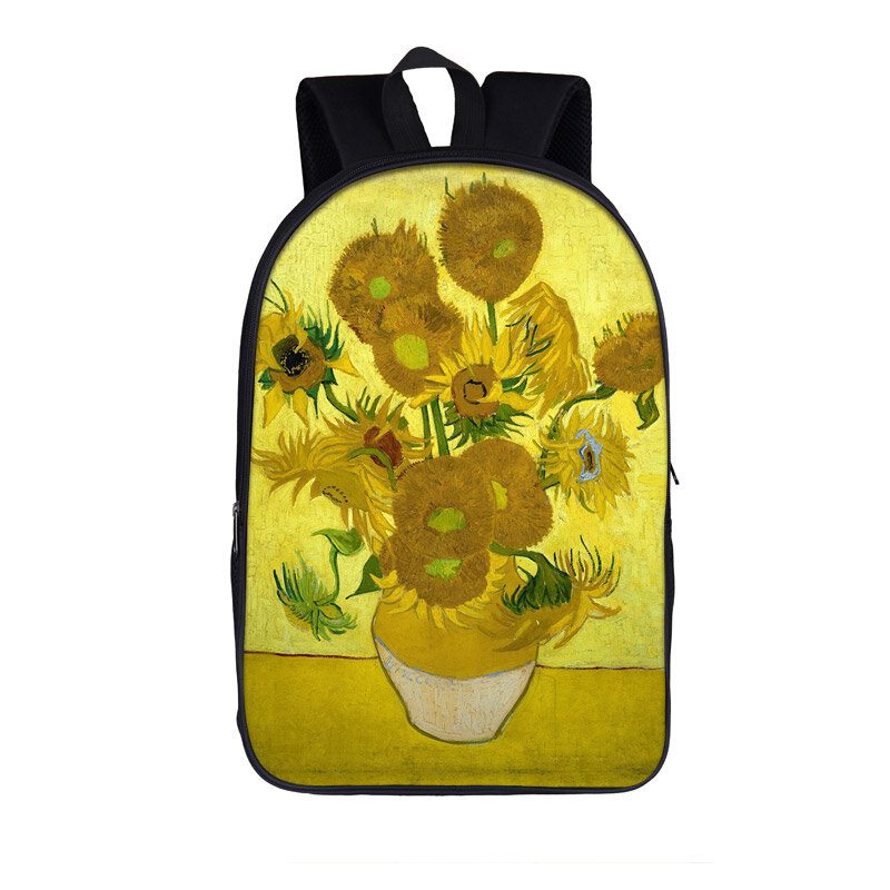 Van Gogh Starry Night Sunflower Backpack Women Men Travel Bags Children School Bags Teenager Boys Girls Bookbag Laptop Backpacks