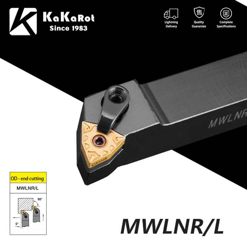 KaKarot MWLNR2020 MWLNR 1616 MWLNR2525 MWLNR32  WNMG Carbide Inserts Lathe Bar CNC Cutting Tools SetExternal Turning Tool Holder