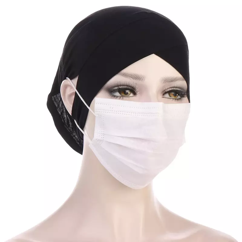 غطاء للأذن جديد من القطن 2021 غطاء للأذن فوري مرن قابل للتنفس لحجاب داخلية إسلامية جبين عمامة للسيدات غطاء للرأس