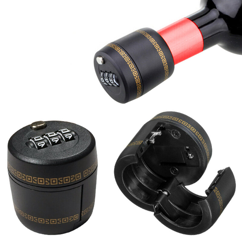 Tappo per bottiglia di vino con serratura a combinazione a 3 cifre con codice Password per vino