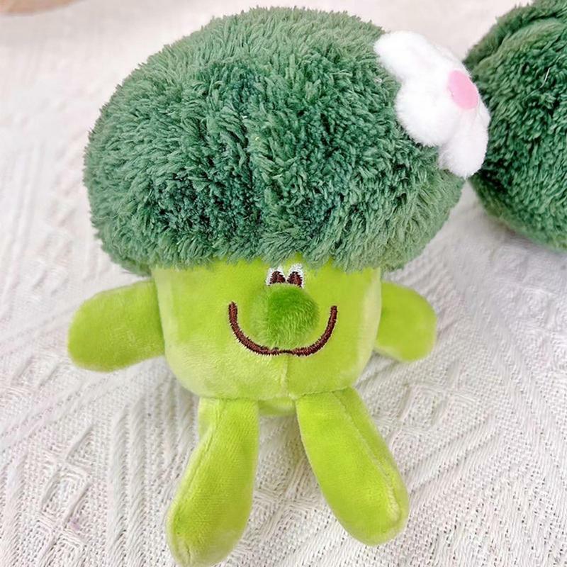 Stiker makanan boneka mewah brokoli Plushie tas mainan gantung lucu gantungan kunci liontin lucu kreatif untuk dompet tas tangan ransel