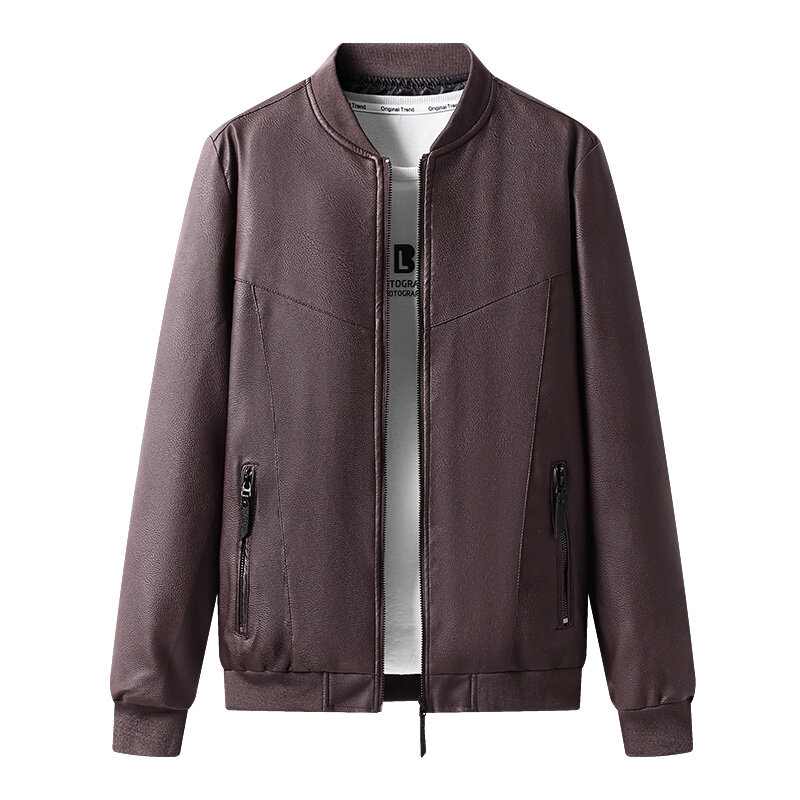 Jaket kulit Bomber kasual untuk pria, mantel kulit PU sepeda motor ritsleting musim dingin ukuran Plus 8XL 7XL