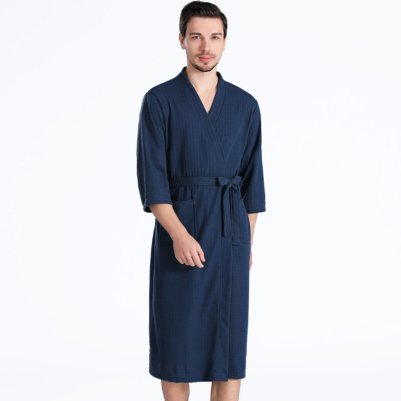 Robe de waffle de algodão monogramado masculino, roupão personalizado, Vestes personalizadas para padrinhos, presente do dia do pai, pijamas, verão