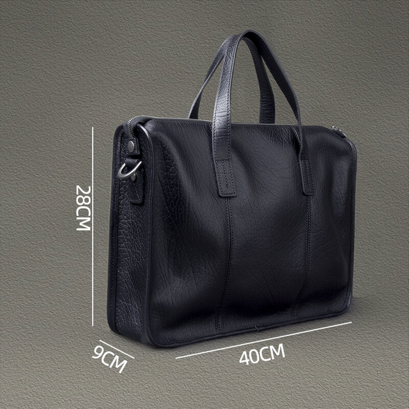 Leathfocus Vintage Cowhide Messenger Bags Men's Leather Briefcase Business Office Handbag Luxury Man Bag 15.6 Laptop Bag