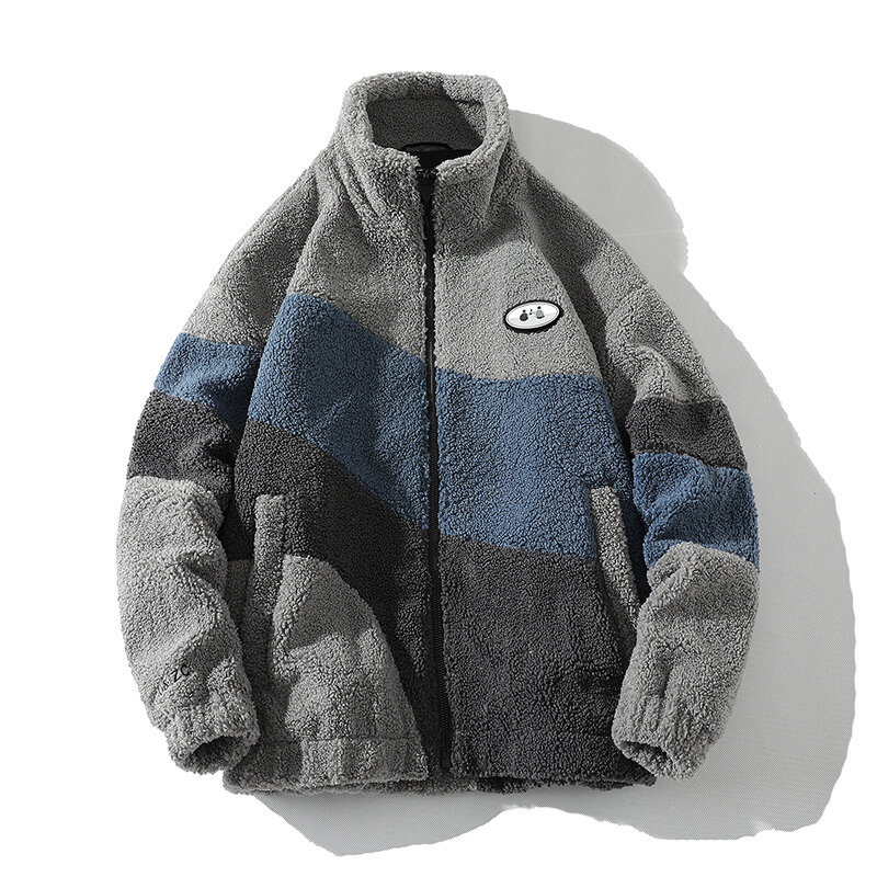 Chaqueta de lana de alta calidad para hombre, abrigo cálido de piel sintética, Tops para adolescentes, moda coreana, chaqueta de lana de cordero para invierno