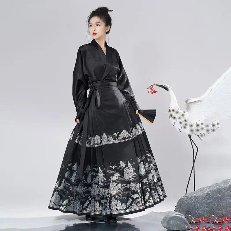 ABLE qipao-Jupe visage de cheval pour femme, Hanfu original, robe traditionnelle chinoise, visage de cheval brodé, jupe poney 03
