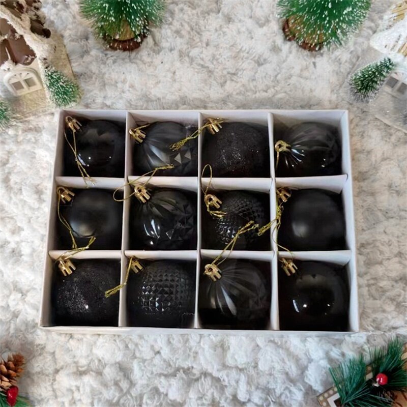 طقم زينة كرة عيد الميلاد من شاتيربروف ، زينة معلقة ، 4 تشطيبات كلاسيكية ، الحلي للمنزل ، 12 قطعة