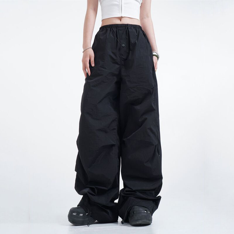 American Vintage Summer Trend Fashion elastico in vita ad asciugatura rapida pantaloni da lavoro donna tasca High Street pantaloni dritti larghi