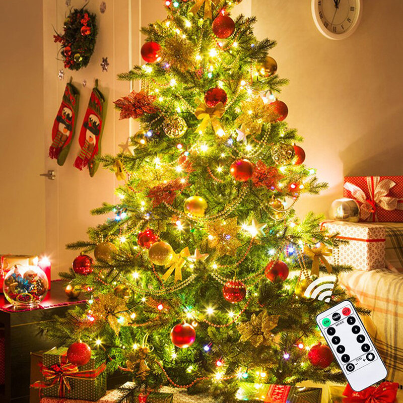 防水銅線LEDライト,妖精の花輪,クリスマス,屋外,リモコン,USB電源,結婚式の装飾,8つのモード