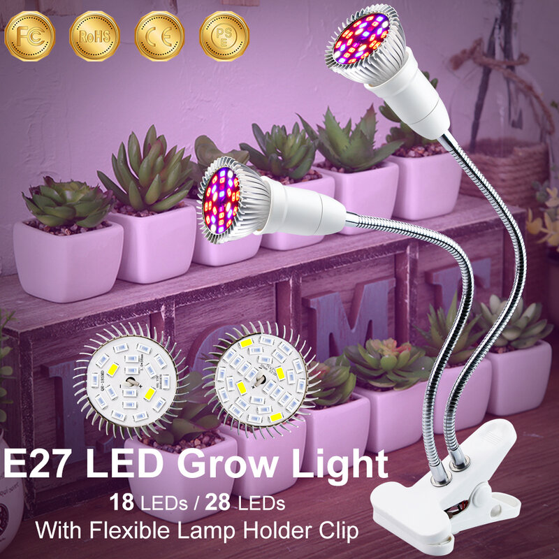 Luz LED de espectro completo para cultivo de plantas, fitoamplificador USB para plantas E27, lámpara UV LED 18W 28W, plántulas de interior, luces Led para cultivo de semillas de flores