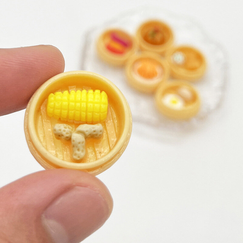 1 Satz Miniatur simuliertes chinesisches Frühstück für 1/12 1/6 Puppenhaus Mini Küche Lebensmittel Dekoration für Kinder so tun, als würden sie Spielzeug spielen