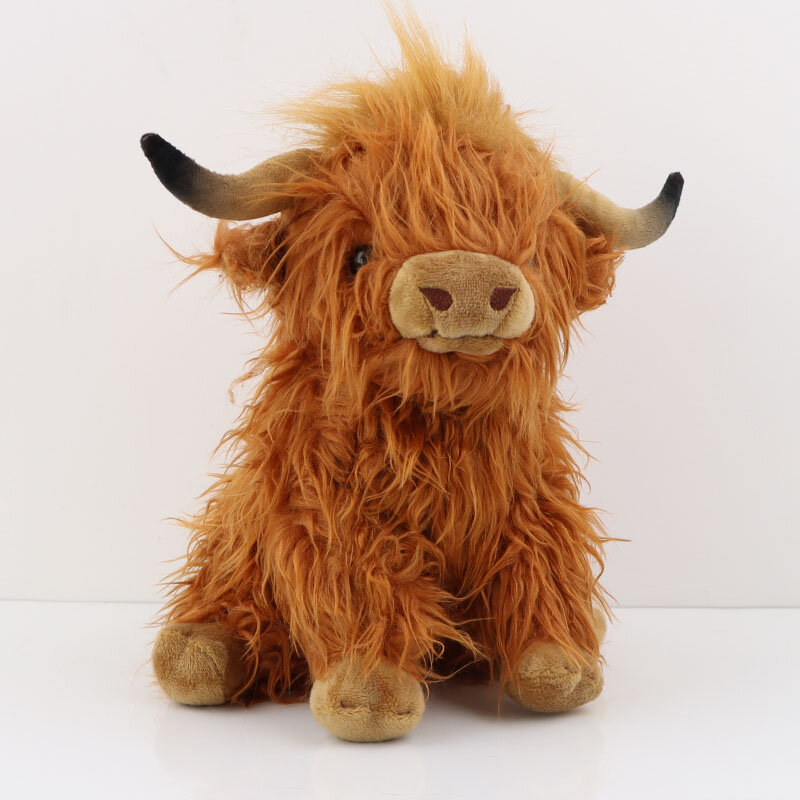 25cm Simulation Highland Cow Plush Animal Doll Soft Stuffed Highland Cow Plush Toy Kawaii Kids Baby Gift Toy Home Room Decor